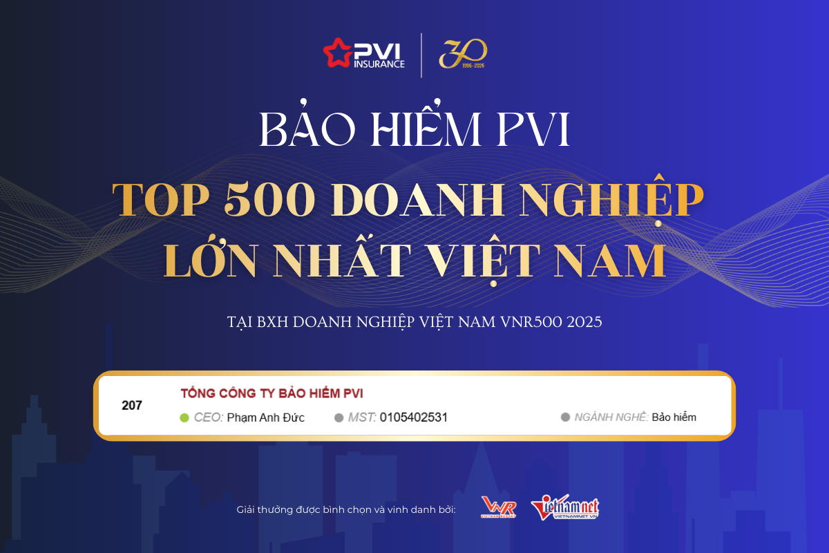 PVI Insurance Ranked Among Vietnam’s Top 500 Largest Enterprises for the 7th Consecutive Year